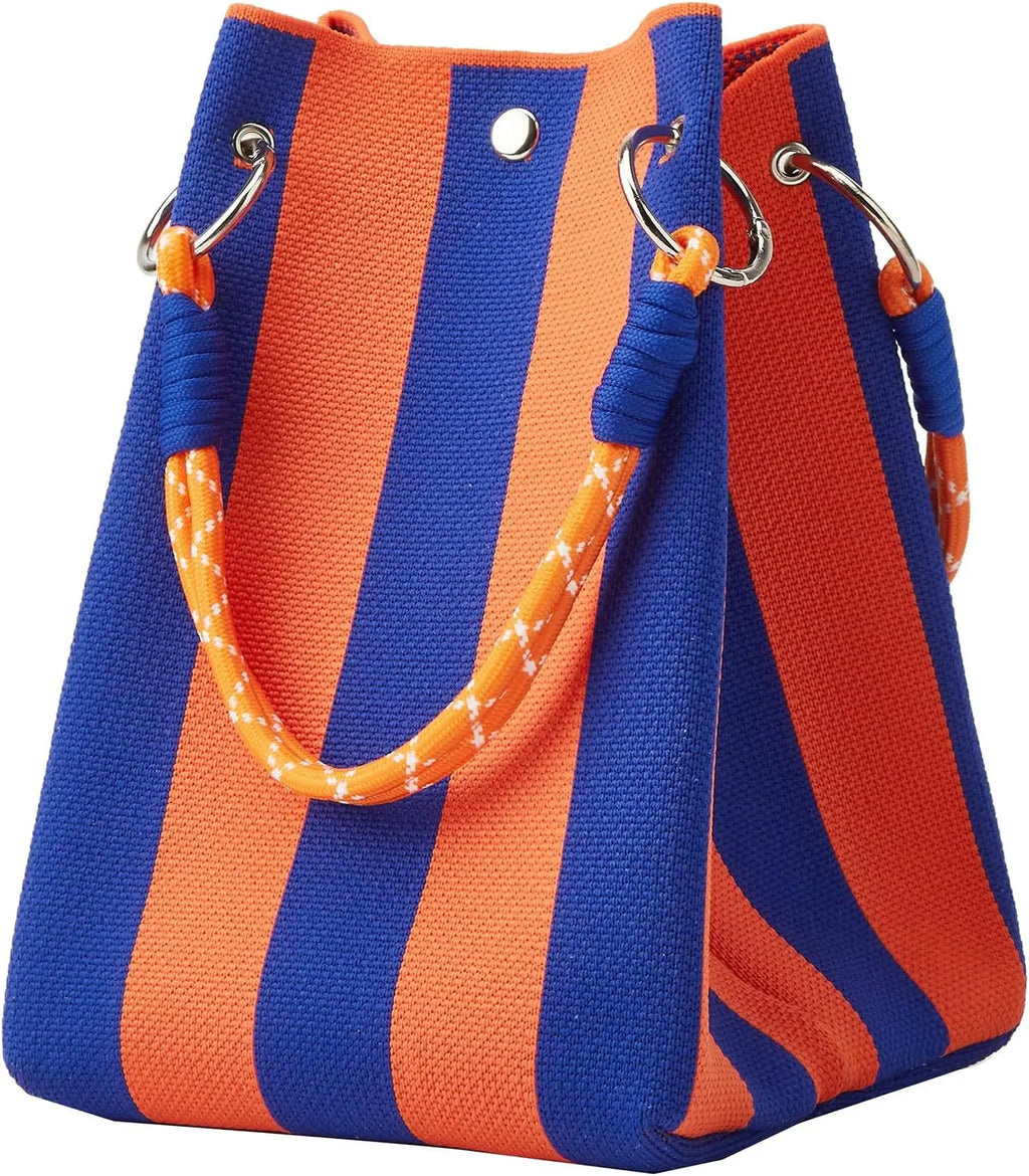 Bolsa Tote Mini de Crochê Listrada Estilo Coreano – Leve para o Verão
