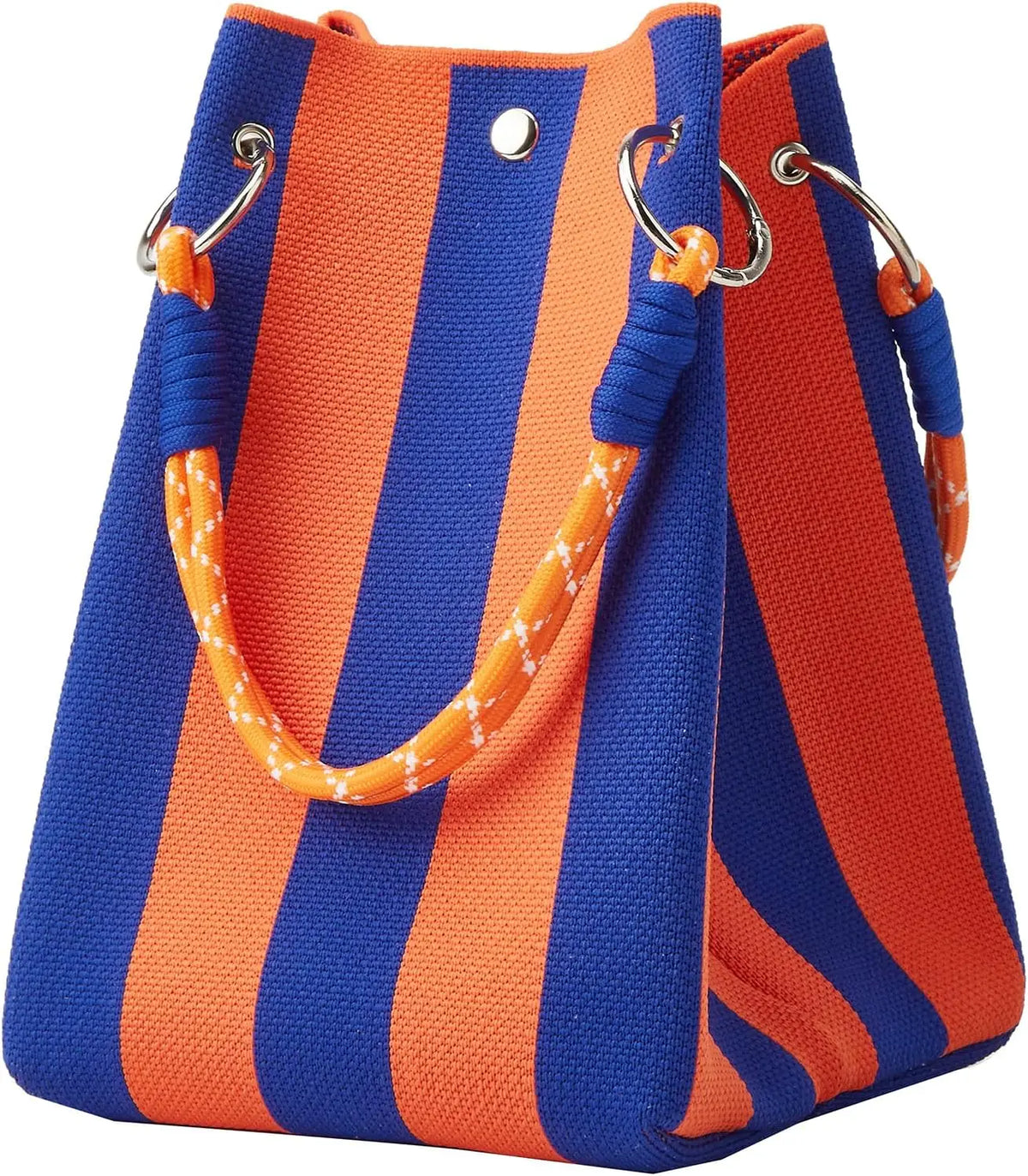 Bolsa Tote Mini de Crochê Listrada Estilo Coreano – Leve para o Verão