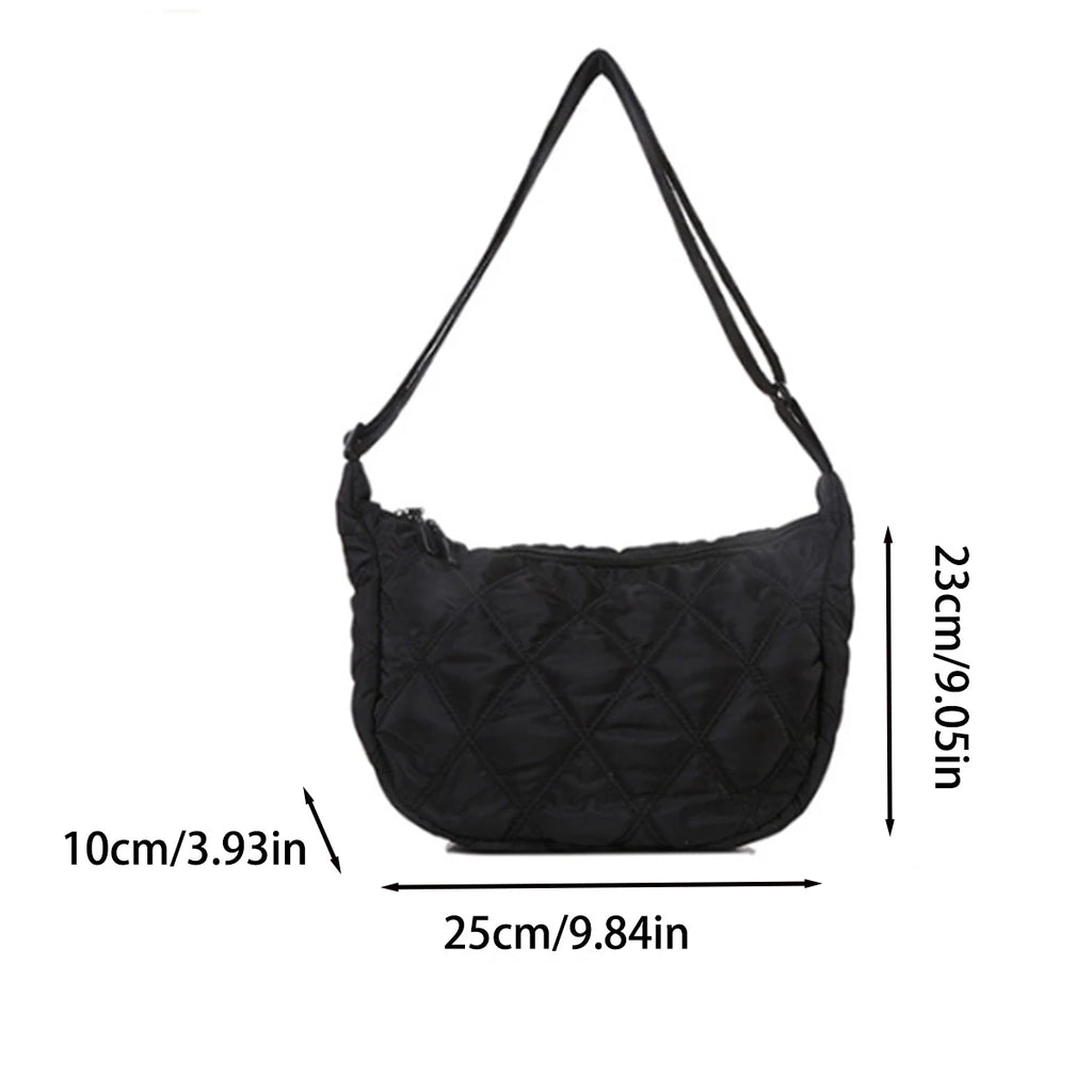 Bolsa de Ombro Feminina Matelassê Estilo Dumpling – Transversal Acolchoada Grande Capacidade