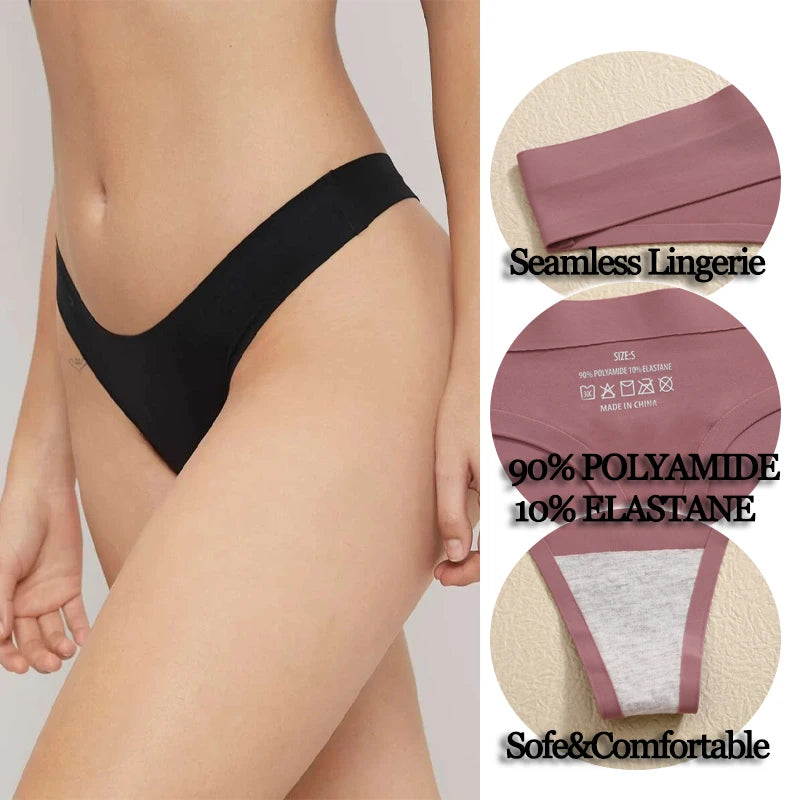 Kit 4 Calcinhas Fio Dental Toque Acetinado Sem Costura – Cintura Baixa