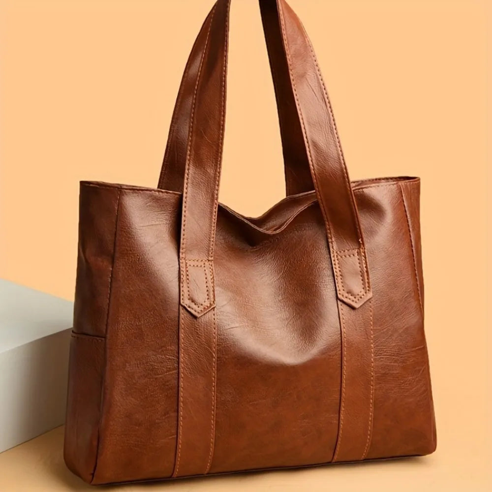 Bolsa Feminina de Ombro Espaçosa e Multifuncional com Zíper de Segurança em Material Sintético Durável