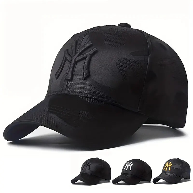 Boné Bordado com Letras Estilo Camuflado, Ajustável