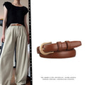 Cinto Feminino Fino Marrom em Material Sintético – Combina com Calça e Look Casual