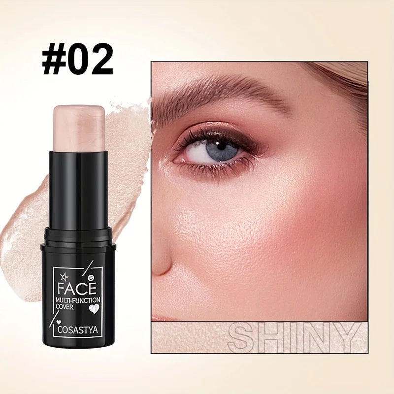 Bastão Multifuncional 3 em 1 para Maquiagem: Blush, Sombra e Iluminador à Prova d'Água