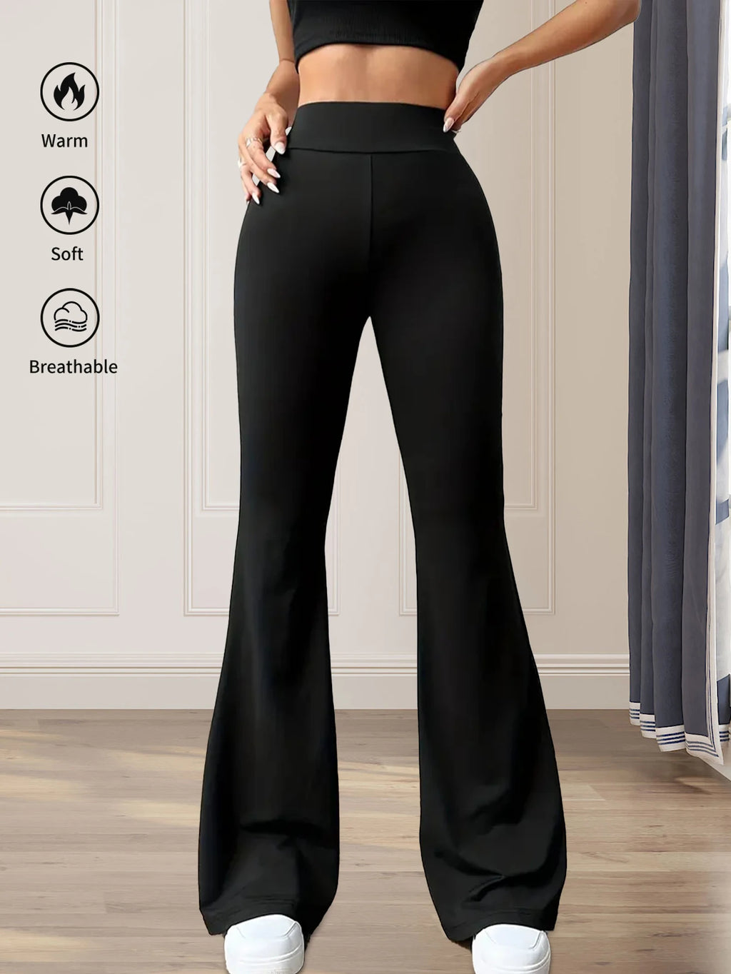 Calça Flare Feminina Cintura Alta Slim com Elastano