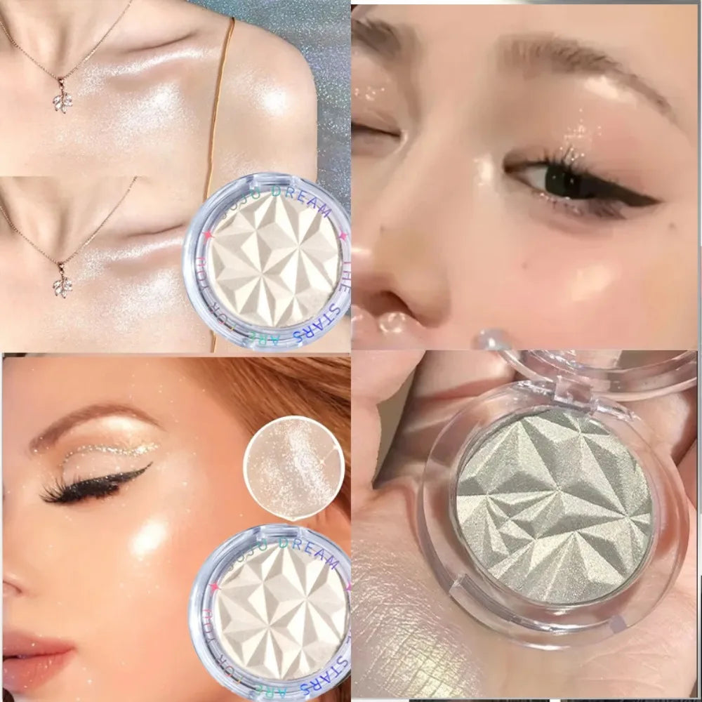 Paleta de Iluminador Facial 2 Tons com Efeito 3D – Brilho Cintilante e Contorno Matte