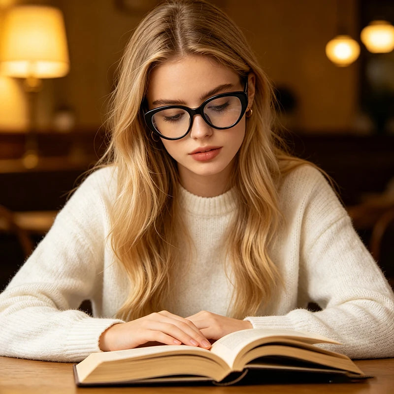 Óculos Anti Luz Azul Gatinho Vintage Feminino, Leve em TR90 para Uso Diário e Escritório