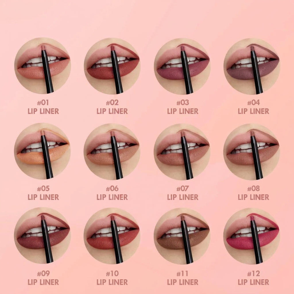 Lápis Labial Matte de Alta Pigmentação e Contorno – 12 Cores