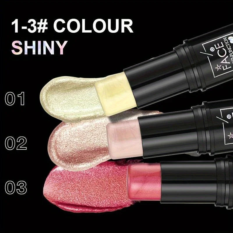 Bastão Multifuncional 3 em 1 para Maquiagem: Blush, Sombra e Iluminador à Prova d'Água