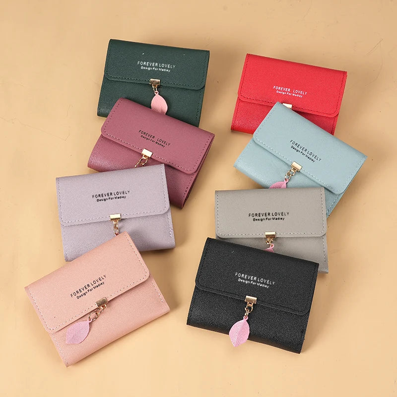 Carteira Feminina Trifold Compacta com Porta-Moedas e Porta-Cartões