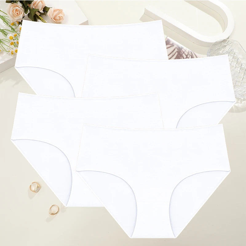 Kit 4 Calcinhas de Algodão Cintura Alta – Conforto Sem Costura, Respirável, P ao GG
