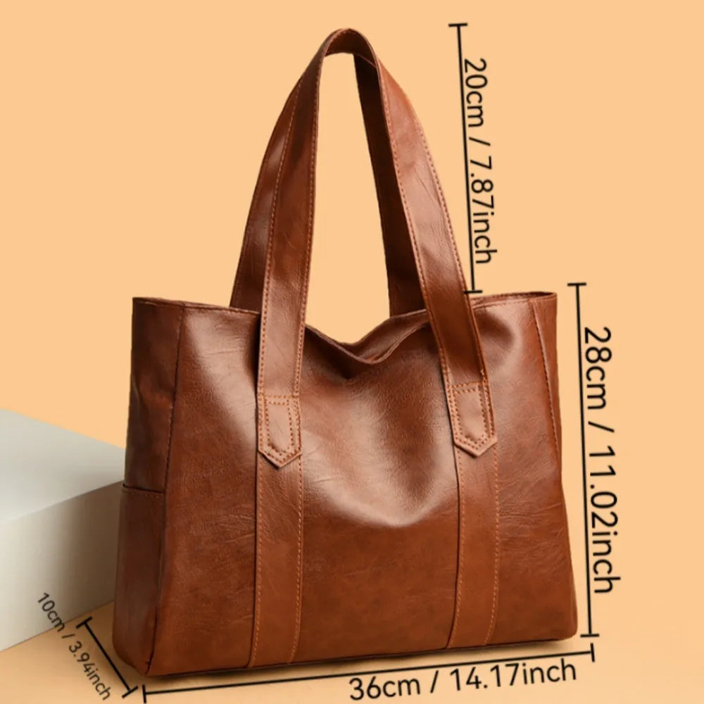 Bolsa Feminina de Ombro Espaçosa e Multifuncional com Zíper de Segurança em Material Sintético Durável