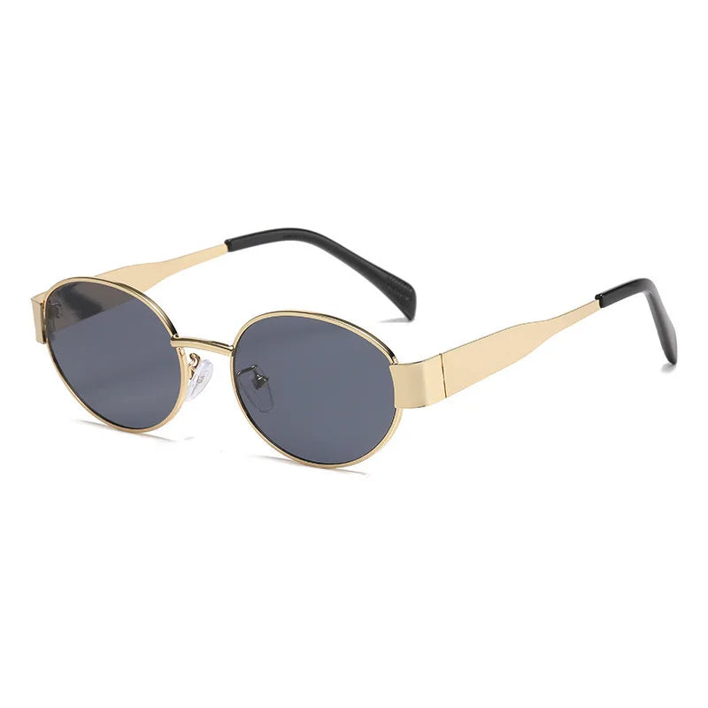 Óculos de Sol Feminino Oval com Armação Metálica, Estilo Urbano e Versátil (Grau até -4.0)