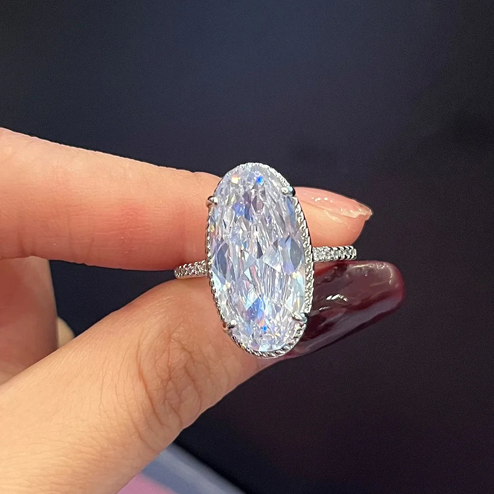 Anel Prata 925 Zircônia Oval Brilhante