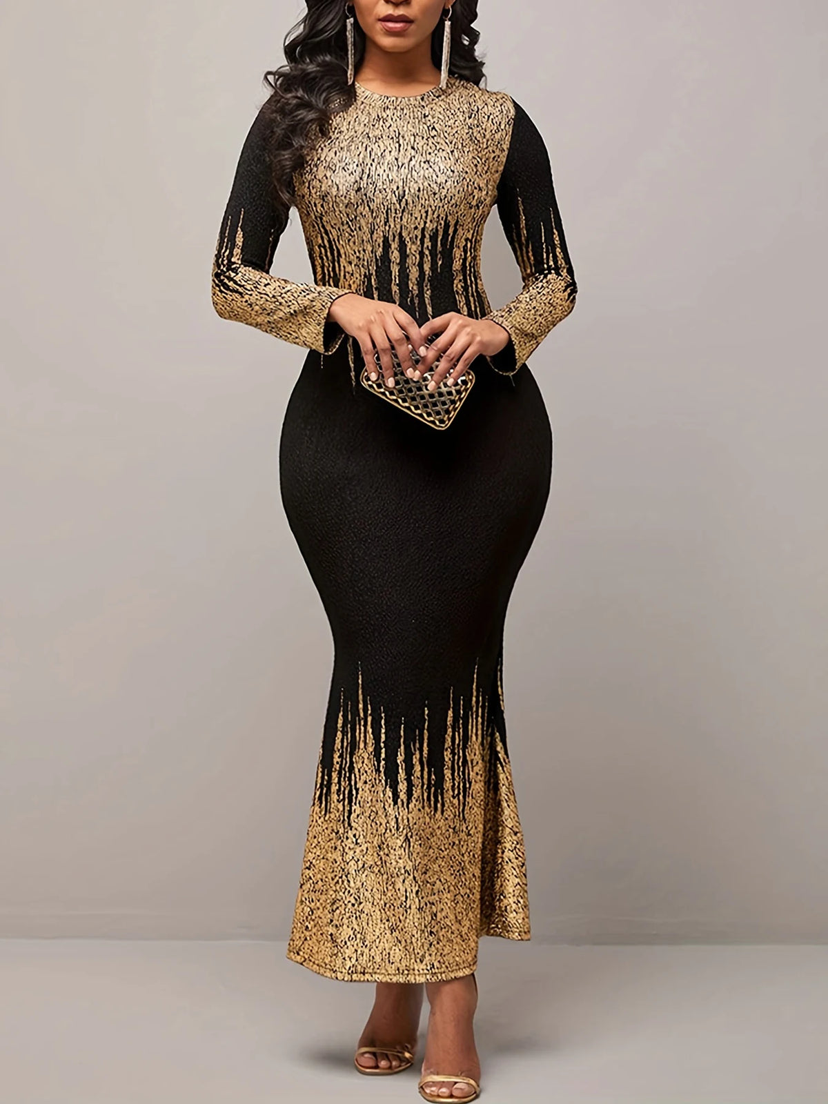 Vestido Longo de Paetês Sem Mangas Barra Sereia