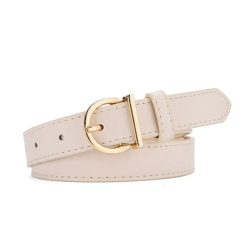 Cinto Feminino Fivela Dourada em Material Sintético – Elegante e Versátil, 105cm