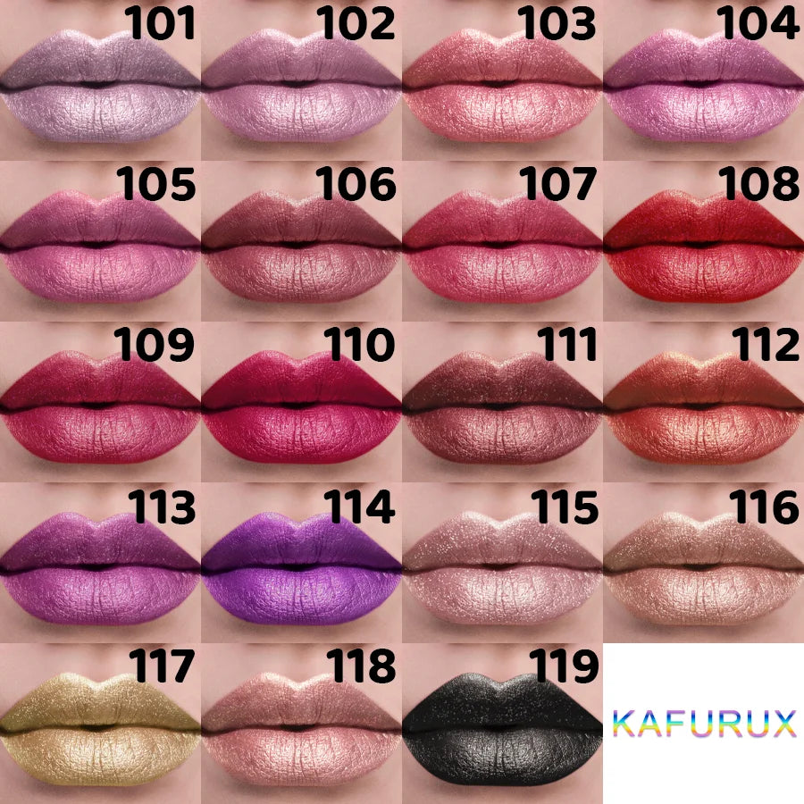 Batom Glitter Metálico Perolado – 21 Cores de Longa Duração