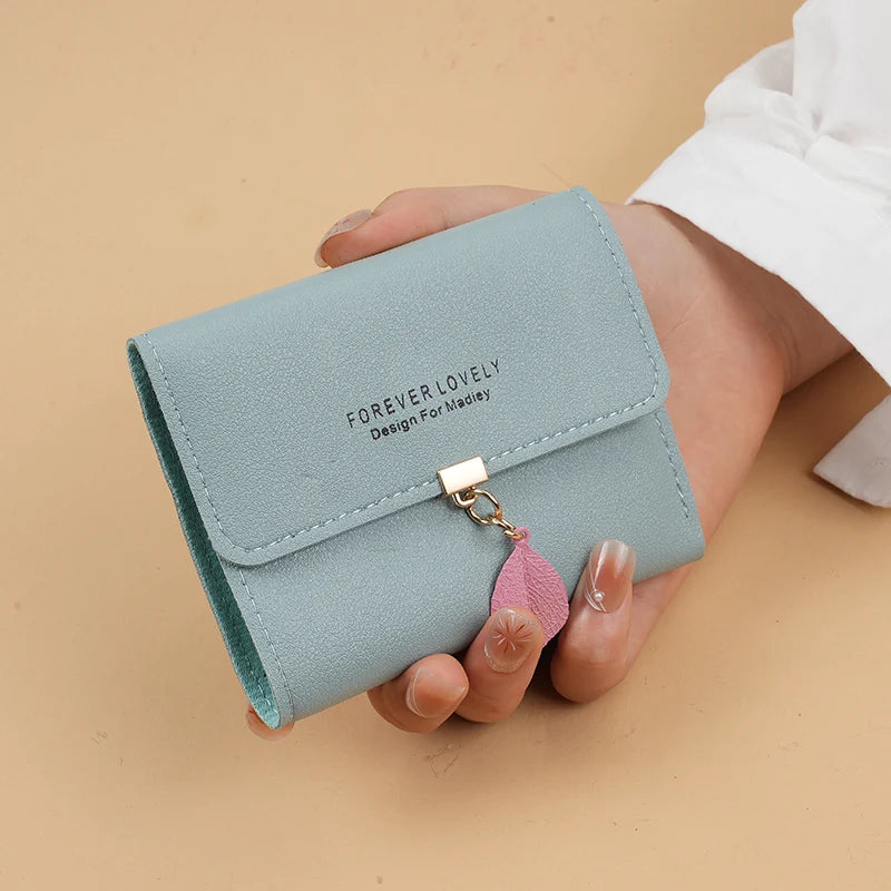 Carteira Feminina Trifold Compacta com Porta-Moedas e Porta-Cartões