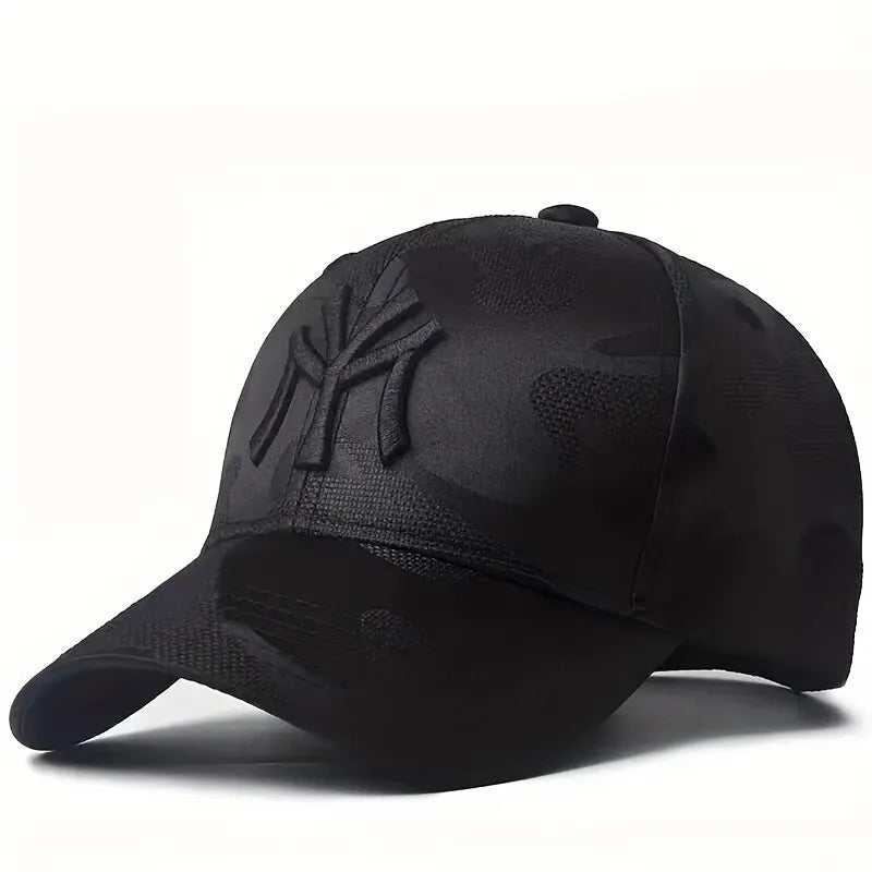 Boné Bordado com Letras Estilo Camuflado, Ajustável