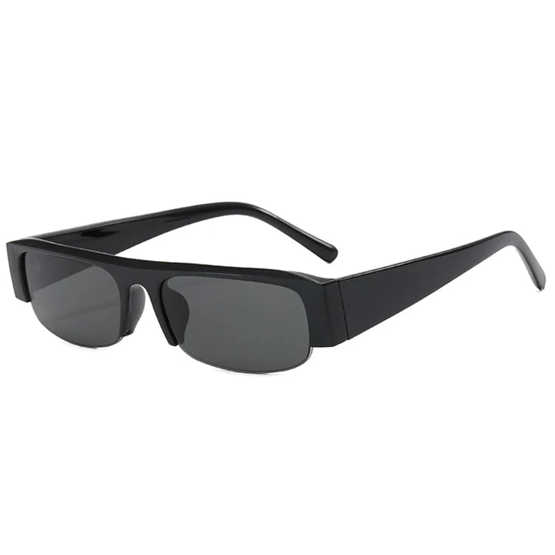 Óculos de Sol Retangular Pequeno Meia Armação Vintage – UV400