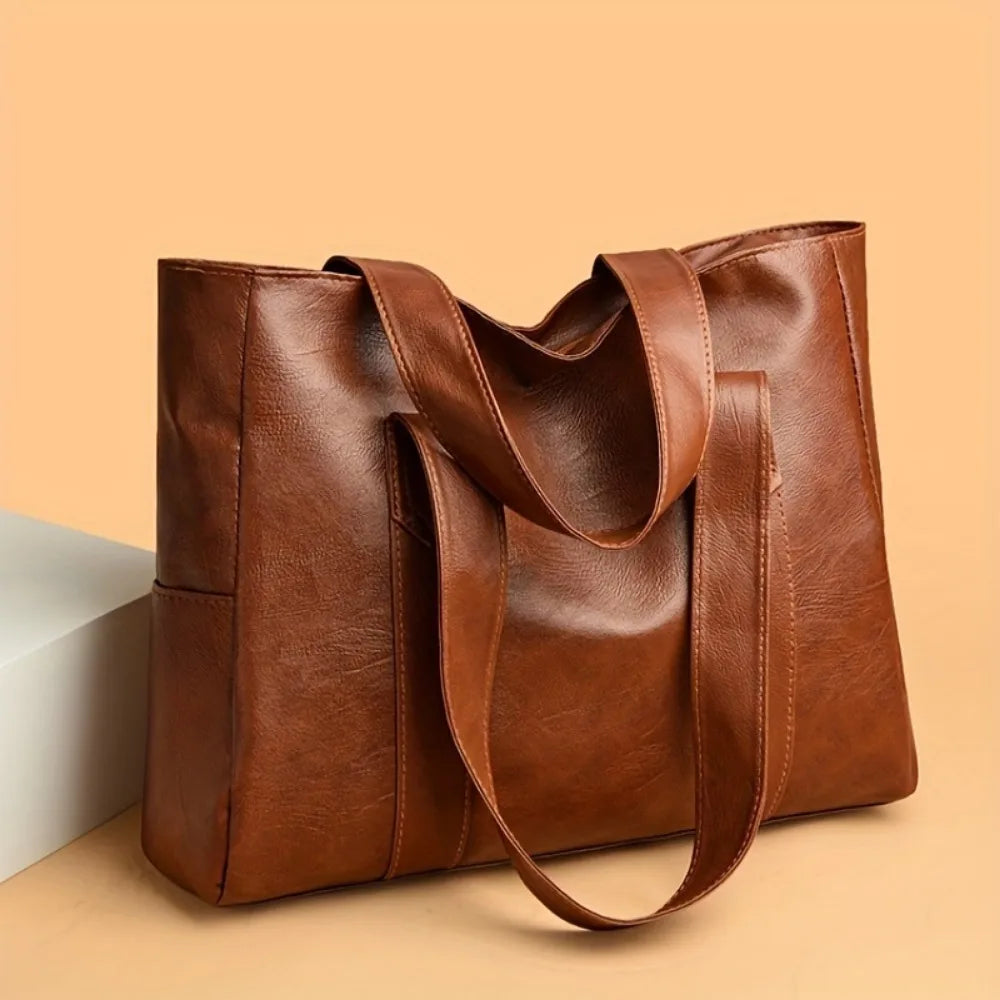 Bolsa Feminina de Ombro Espaçosa e Multifuncional com Zíper de Segurança em Material Sintético Durável