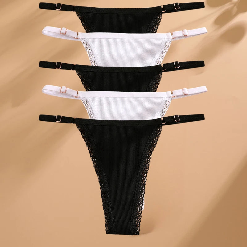 5-Pack Low-Rise Cotton Thong Panties – Assorted Colors