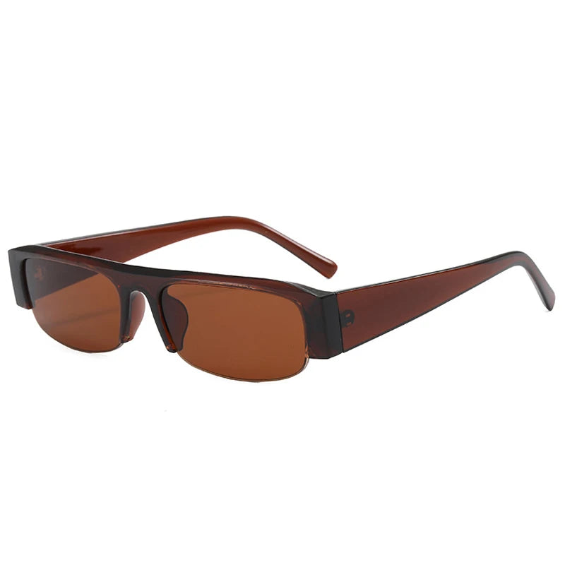 Óculos de Sol Retangular Pequeno Meia Armação Vintage – UV400