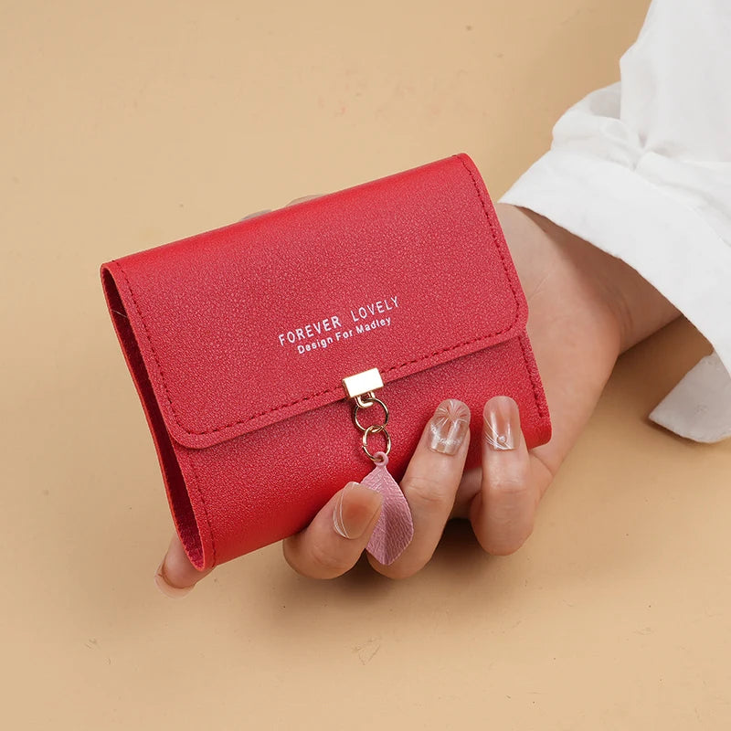Carteira Feminina Trifold Compacta com Porta-Moedas e Porta-Cartões