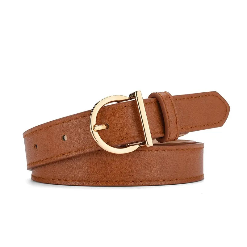 Cinto Feminino Fivela Dourada em Material Sintético – Elegante e Versátil, 105cm
