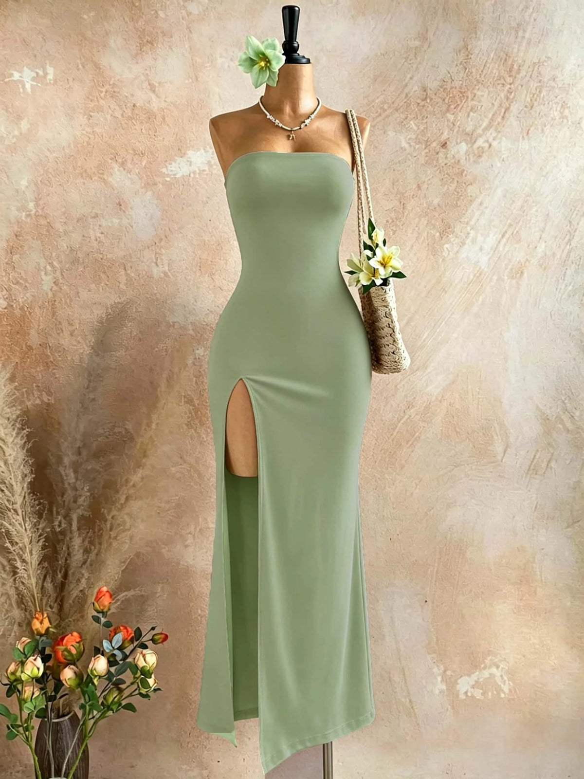 Vestido Longo Tomara que Caia Preto Fenda Lateral Festa