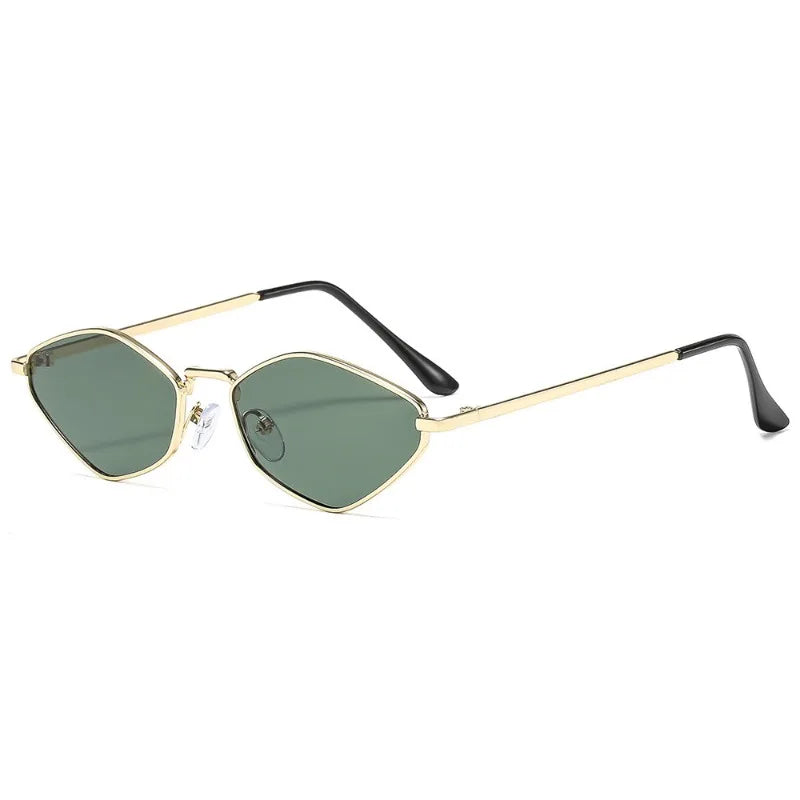 Óculos de Sol Gatinho Poligonal com Armação de Metal – UV400