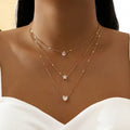 Colar Feminino Coração com Zircônia e Corrente em Camadas – 5 Modelos