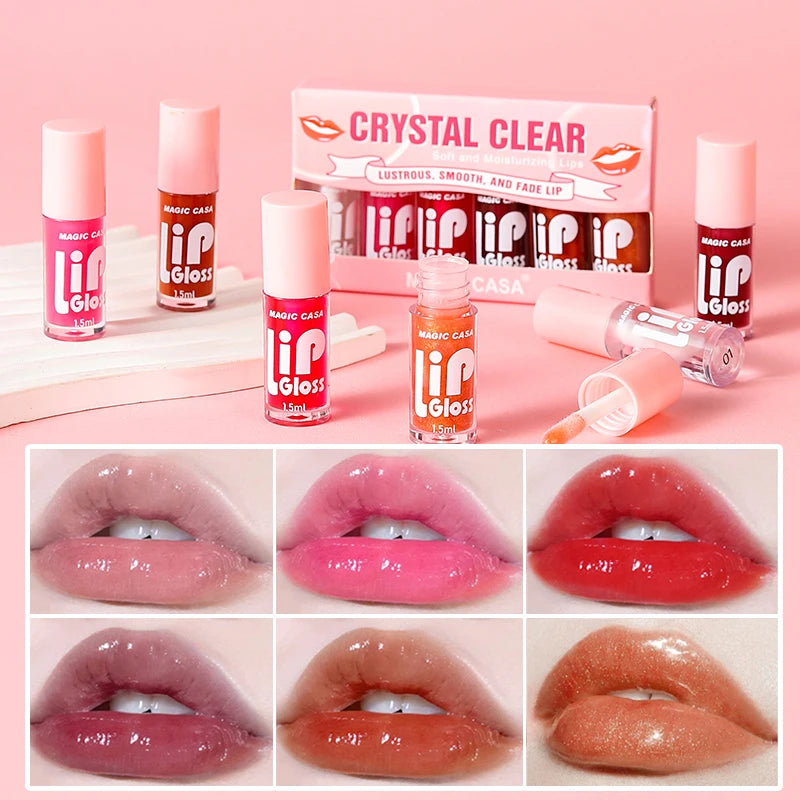 Kit 6 Óleos Labiais Gelatinosos Efeito Brilho Molhado – Hidratante