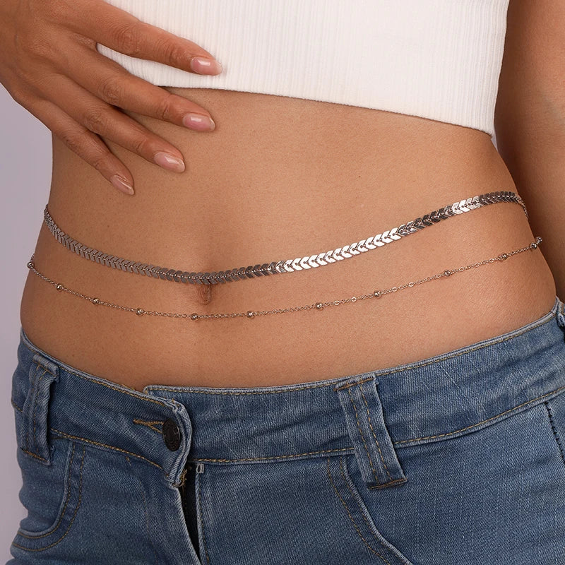Corrente de Cintura Estilo Cobra Plana para Praia e Festival