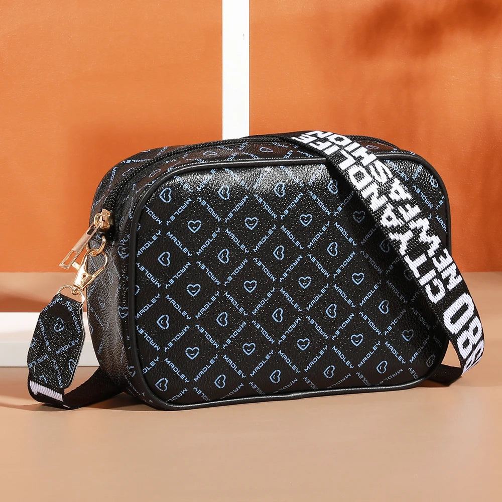 Bolsa Transversal Feminina Estampada com Alça Larga – Mini Bolsa Multifuncional para o Dia a Dia