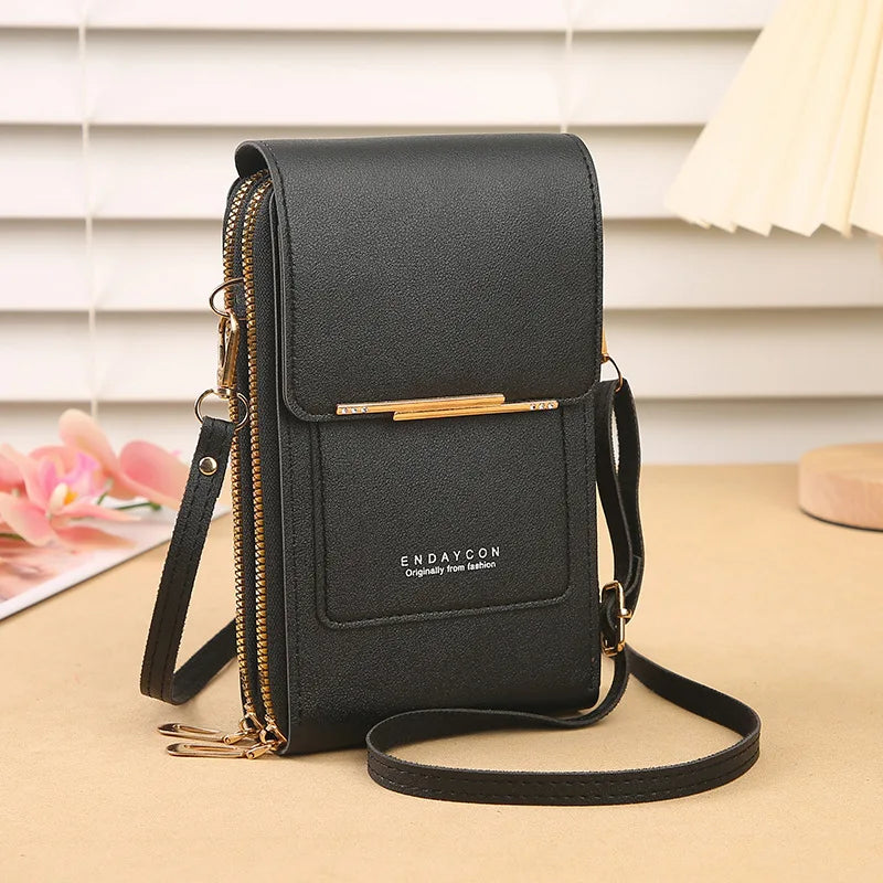 Bolsa Transversal Feminina Pequena Porta-Celular com Visor Touch e Porta-Cartões – 6 Cores