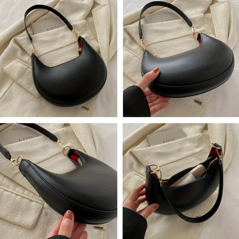 Bolsa de Ombro Feminina em Formato de Lua