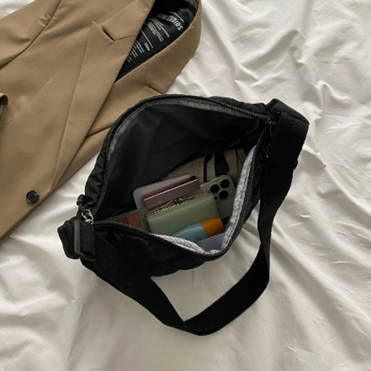 Bolsa de Ombro Feminina Matelassê Estilo Dumpling – Transversal Acolchoada Grande Capacidade