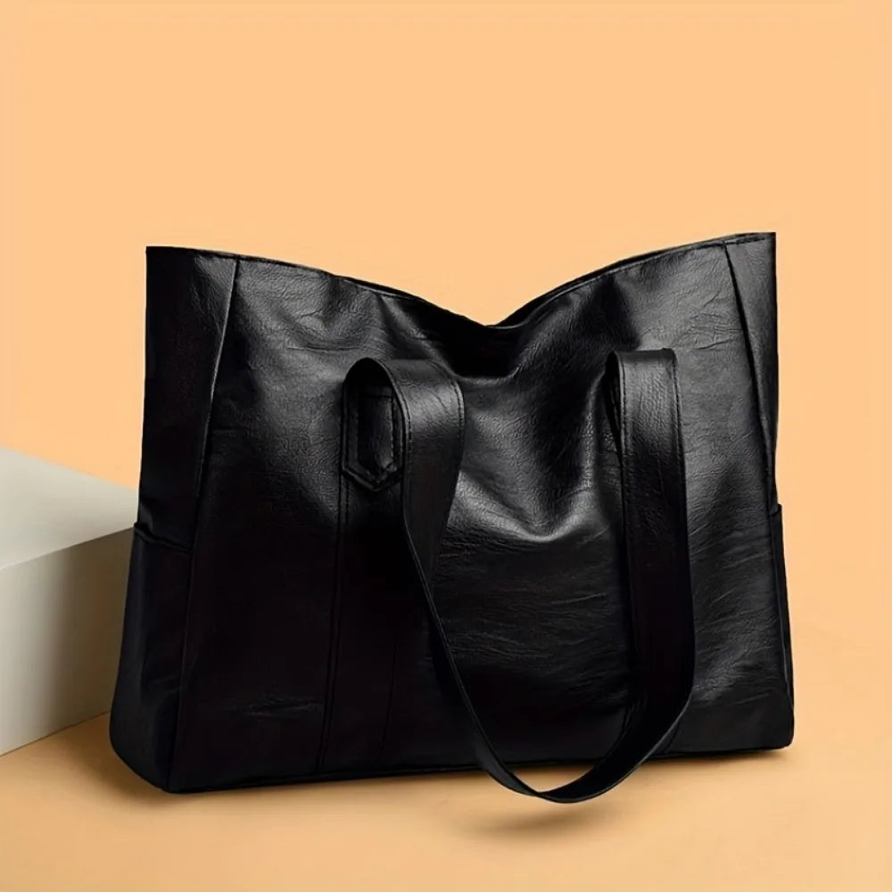Bolsa Feminina de Ombro Espaçosa e Multifuncional com Zíper de Segurança em Material Sintético Durável