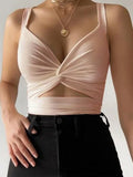 Top Cropped Tomara que Caia Sem Mangas Feminino Marrom