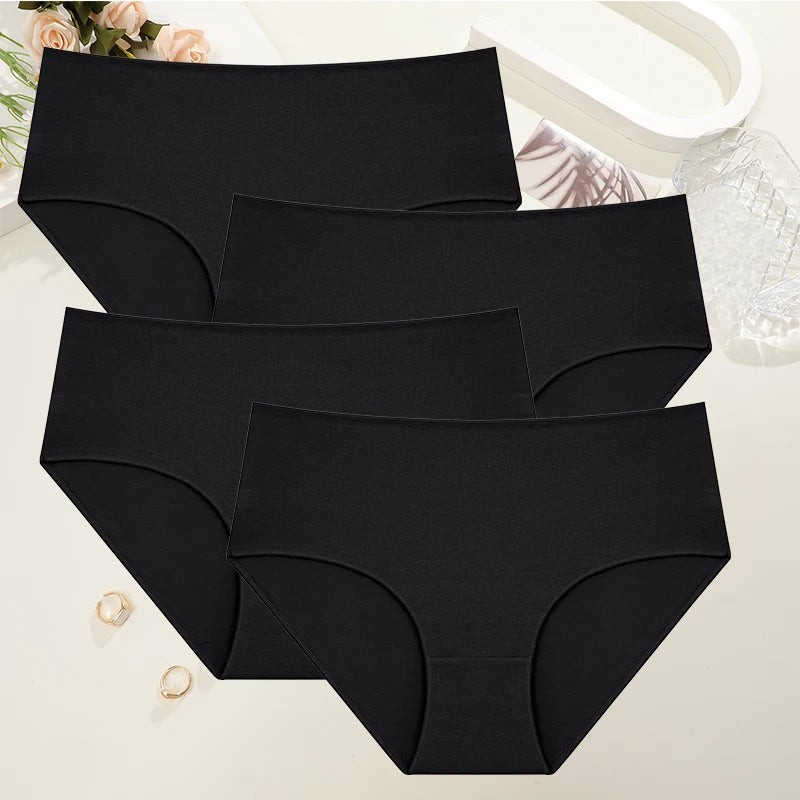 Kit 4 Calcinhas de Algodão Cintura Alta – Conforto Sem Costura, Respirável, P ao GG