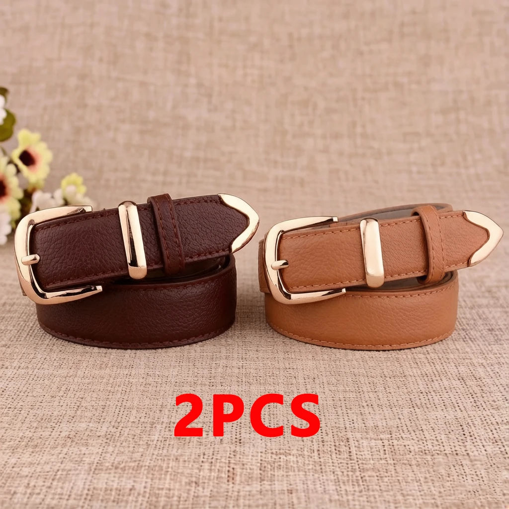 Cinto Feminino em Material Sintético com Fivela de Pino – Estilo Vintage, Várias Cores