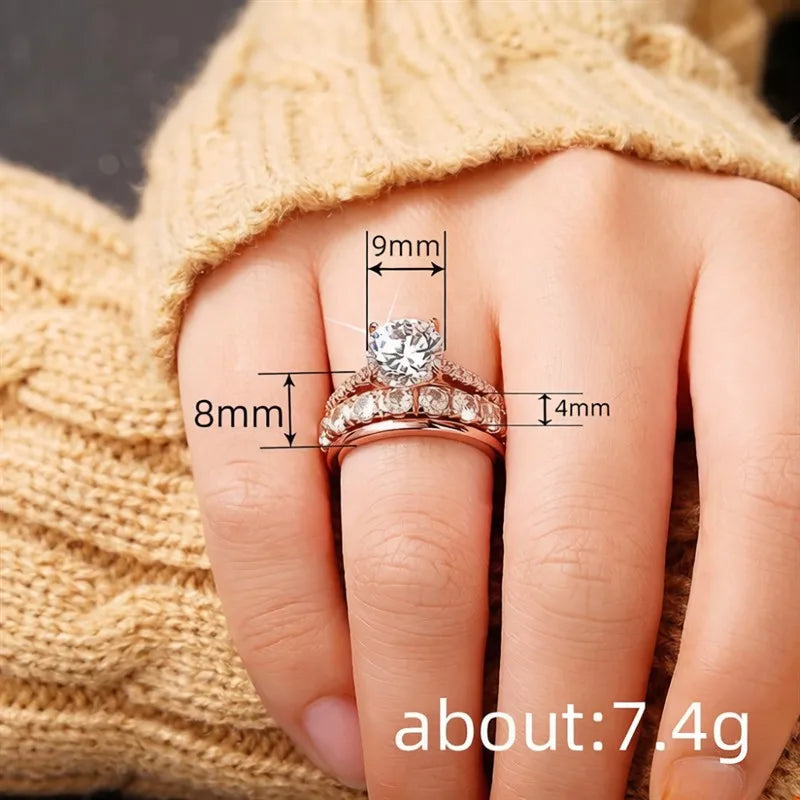 Conjunto de 3 Anéis Zircônia Brilhante