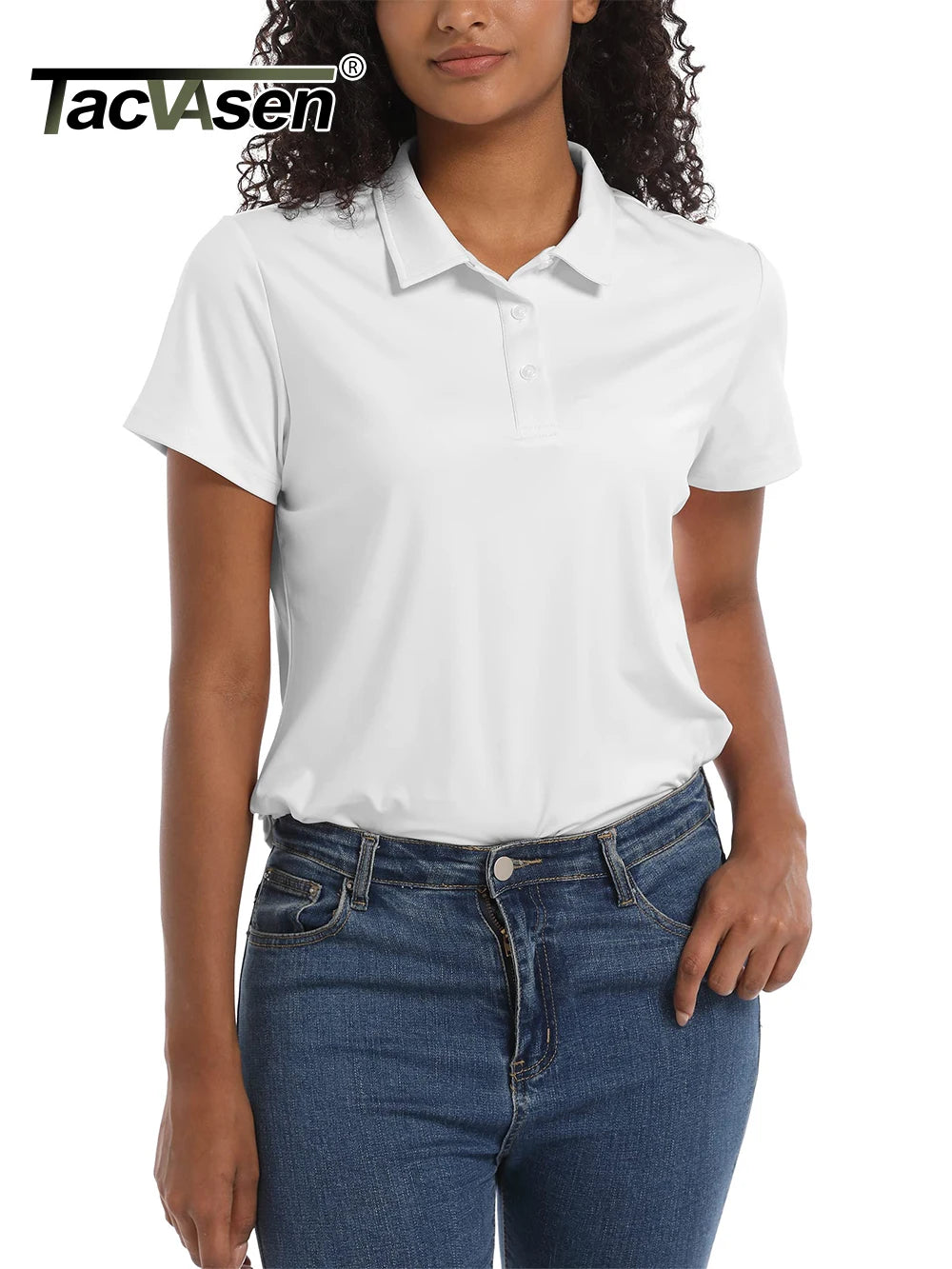 TACVASEN UPF 50+ Short Sleeve Golf Polos Shirts High Elastic Womens Sun Protection T-shirts Quick Dry Workout Tee Pullover Tops