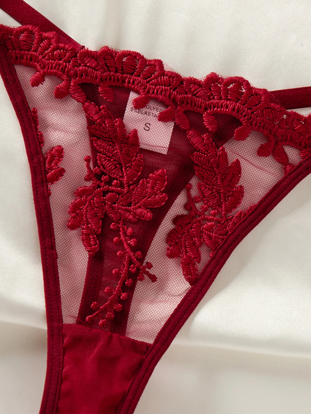 Camisola Vinho com Bordado de Espiga de Trigo e Laço – Semitransparente