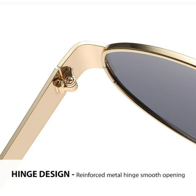 Óculos de Sol Feminino Oval com Armação Metálica, Estilo Urbano e Versátil (Grau até -4.0)