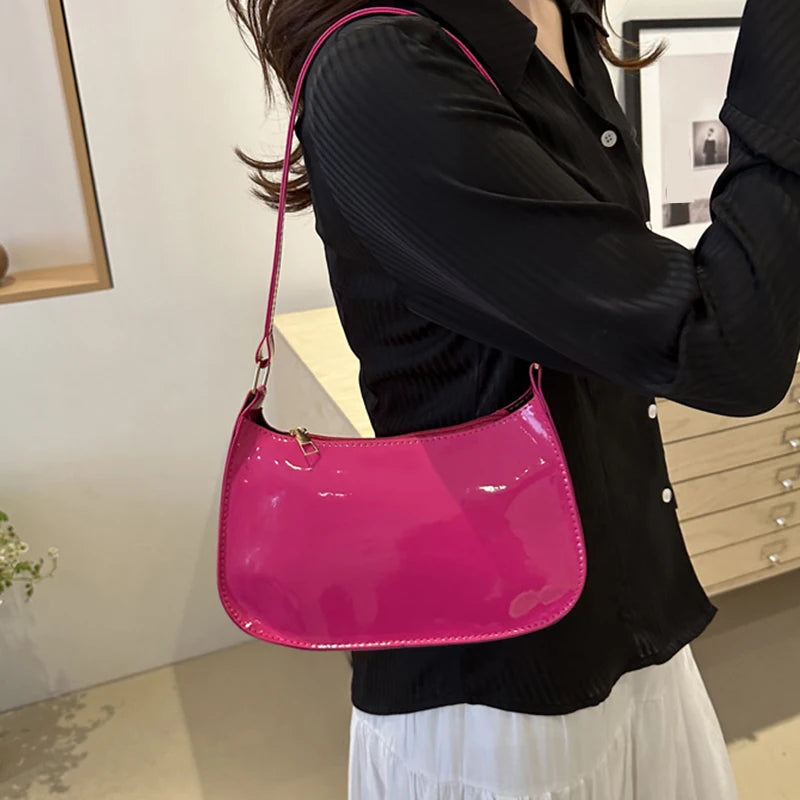 Bolsa de Ombro Feminina Retrô com Zíper – 8 Cores