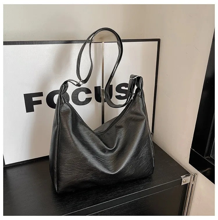 Bolsa Tote Vintage Casual Grande – Material Sintético Café