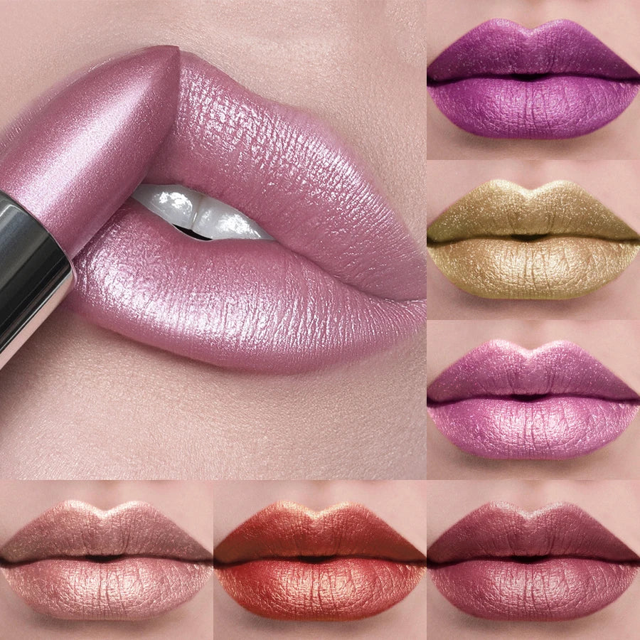 Batom Glitter Metálico Perolado – 21 Cores de Longa Duração