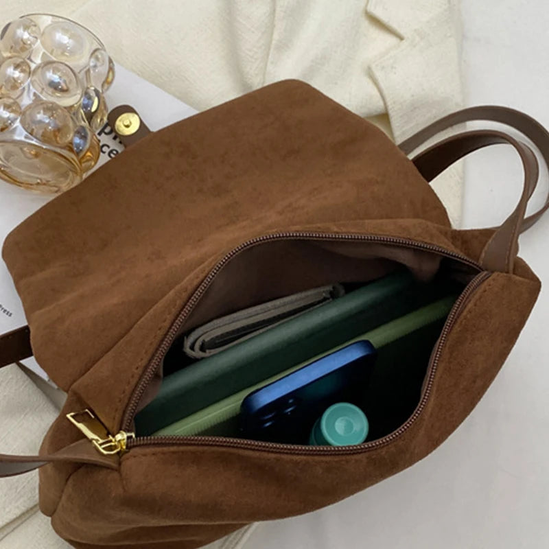 Bolsa de Ombro Vintage Marrom Camurçada